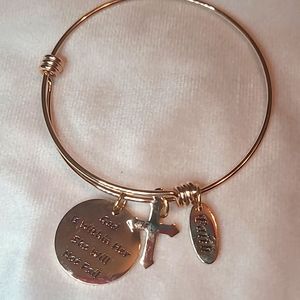 New-" God is with her she will not fail" inspirational Bangle braclet #103